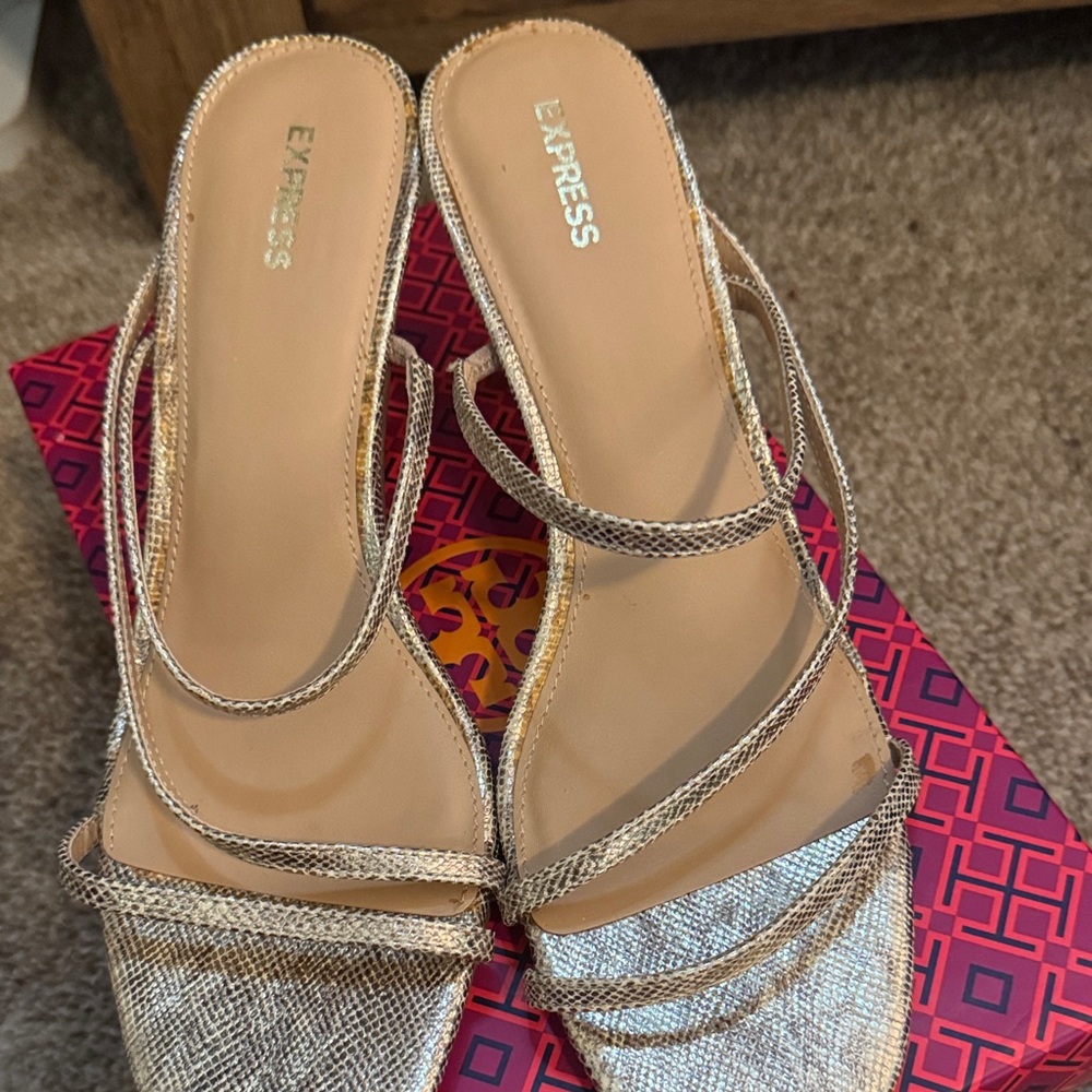 Express Women's Silver Strappy Heels